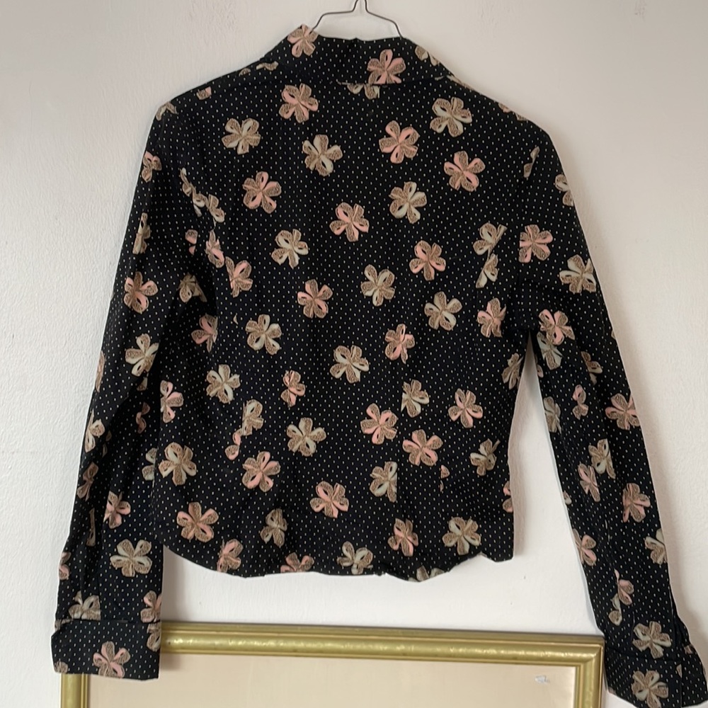 Anthropologie Odille cowboy style top floral pattern black cream and pink - Picture 3 of 4
